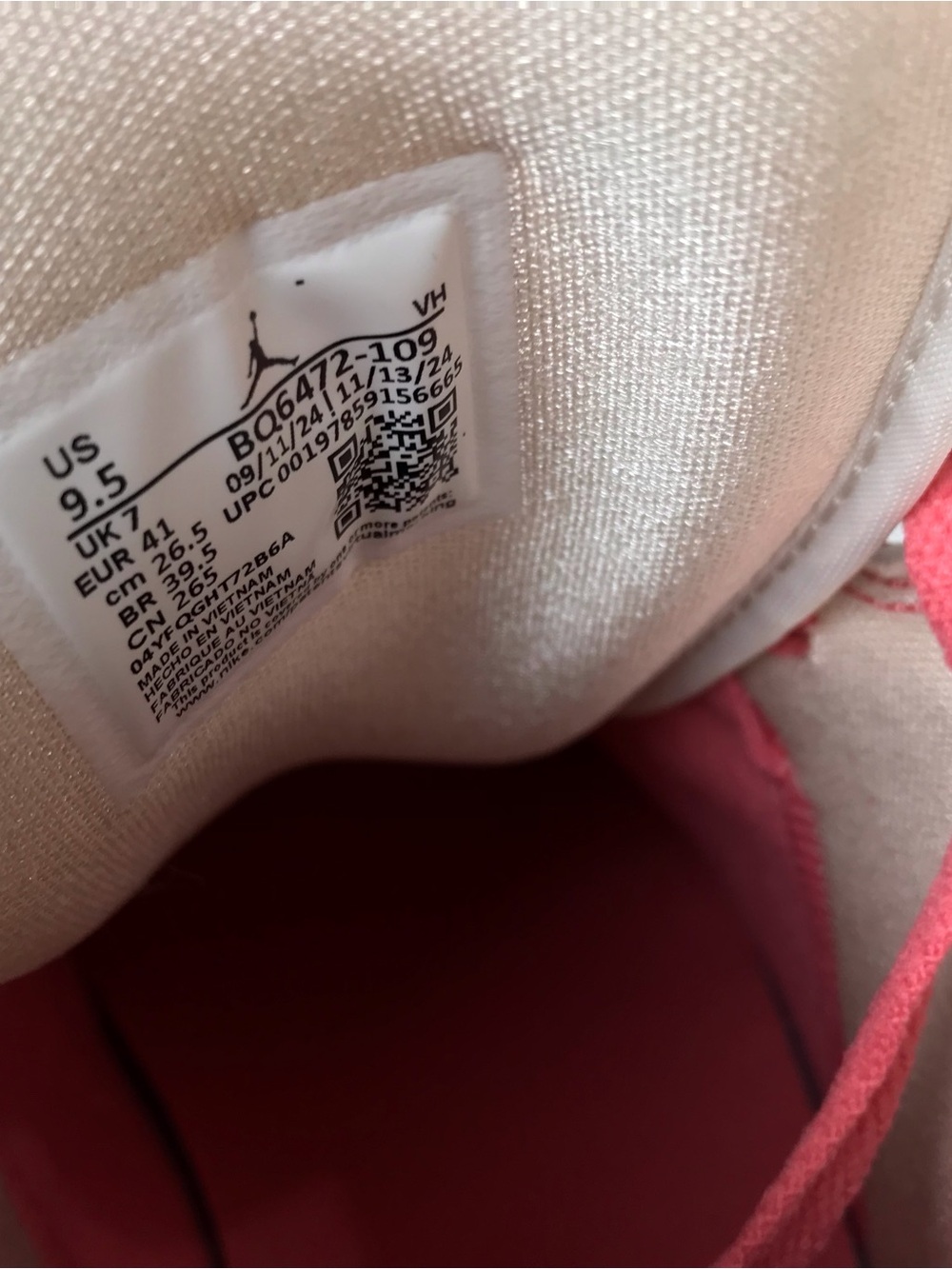 Nike Air Jordan 1 MID Shoes Women’s SZ 9.5 Sail Pink Salt Guava Ice BQ6472-109 - Picture 12 of 13